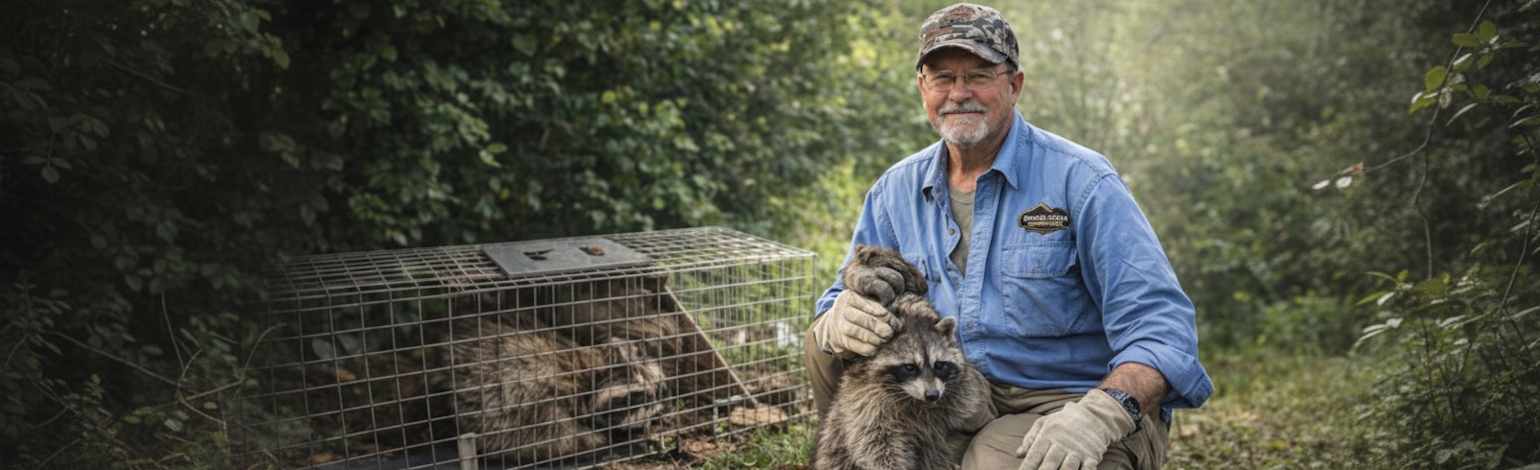 Licensed wildlife trapper with raccoon trap in Galveston and Houston area. Call 281.399.2666