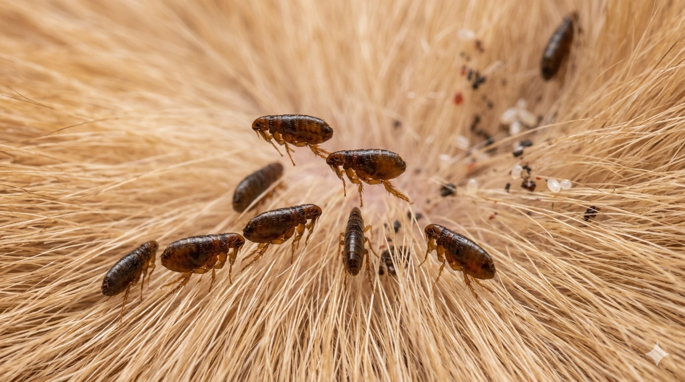 flea treatment applied to carpet in home with pet safe pest control solution in Texas